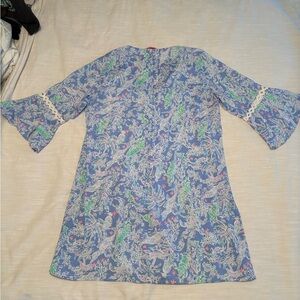 Lilly Pulitzer Blue Tropical Print Tunic with Pink Label